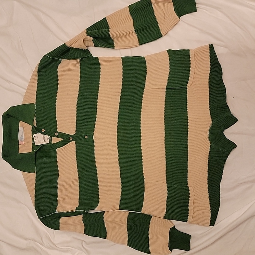 NWOT Free People "Free-est"Picnic Striped Sweater Romper Kelly Green